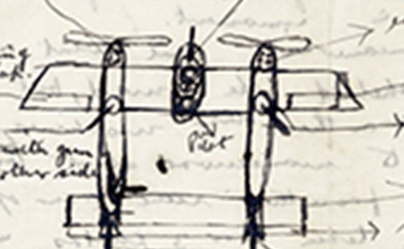 A sketch drawn by Pattinson in a letter to his mother, 19 December, 1915. LAP 1-2-12, Newcastle University Special Collections GB 186